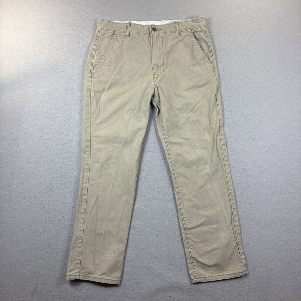 Y2K Levi's Canvas Chino Pants Mens 33x30 Khaki Tan Flat Front Straight Leg‎
